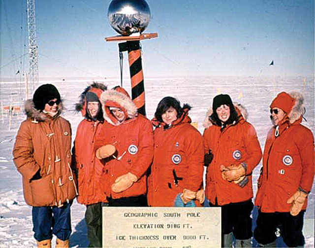The first six women to reach the South Pole on Nov. 12, 1969.