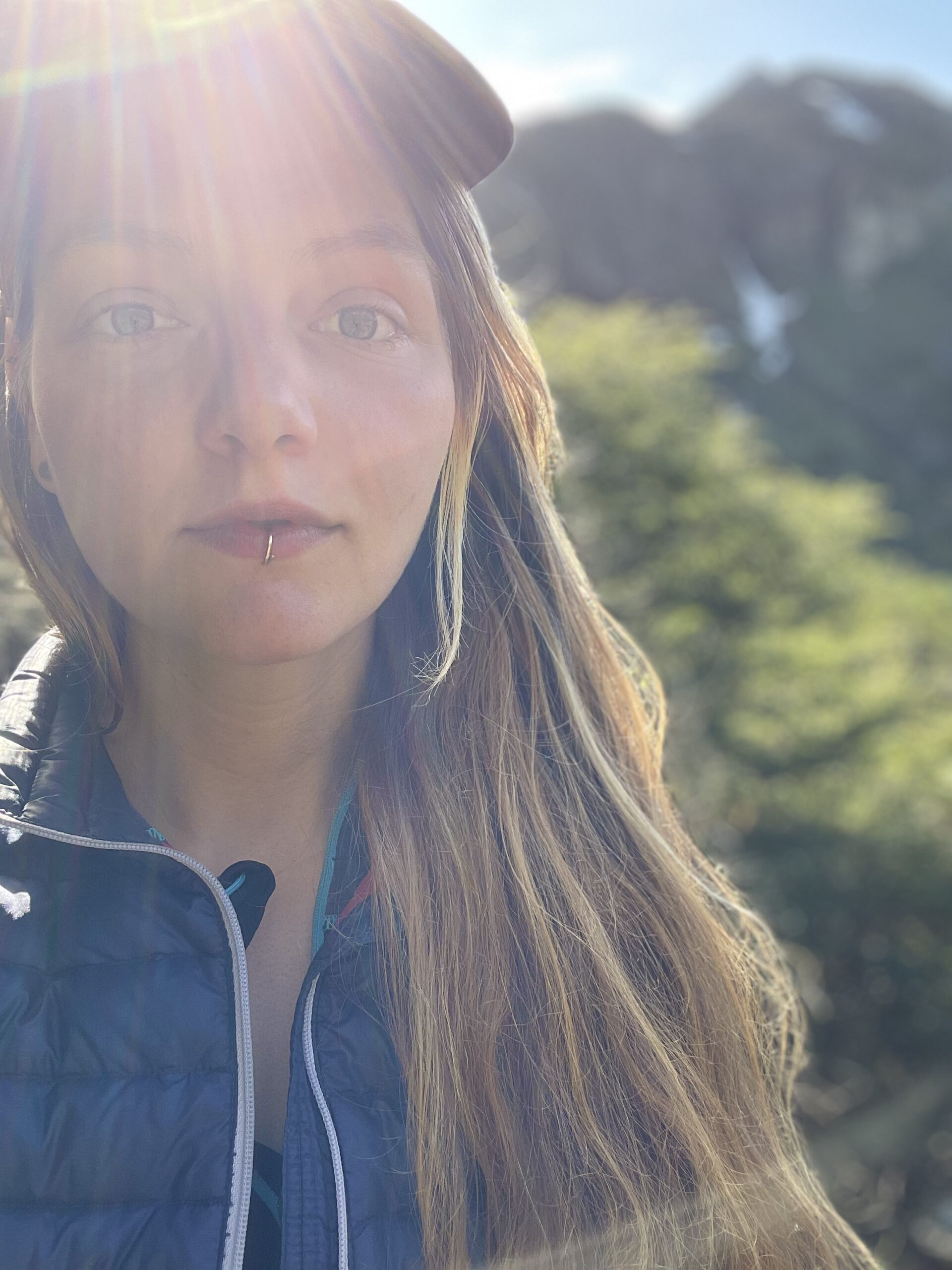 Samantha in the sunny mountains